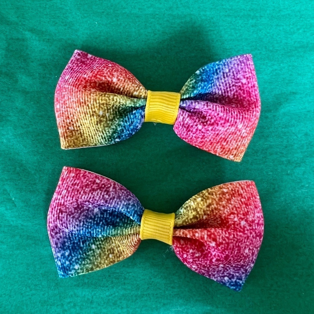 NWOT 🥀 Girl's Colorful Cute 2PK Hair Bow Clips - Picture 3 of 10